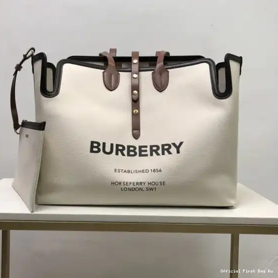 Official First Bag Ru Medium Bag The Canvas Soft BURBERRY Belt Cotton 0607
